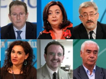 De izquierda a derecha y de arriba abajo. José Antonio Griñán. Diego Valderas, Susana Díaz, Emilio Llera, Mar Moreno, Antonio Ávila, Carmen Martínez Aguayo, Elena Cortés, Luis Planas, María Jesús Montero, Rafael Rodríguez y Luciano Alonso.