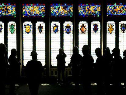 Vidriera del sal&oacute;n principal del Cau Ferrat de Sitges, tras los trabajos de restauraci&oacute;n.