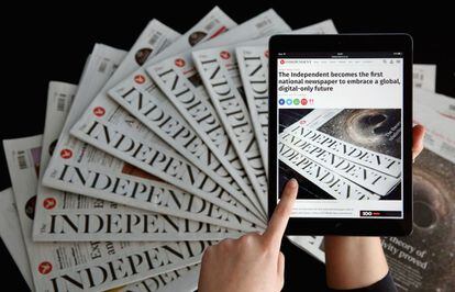 El peri&oacute;dico brit&aacute;nico &#039;The Independent&#039; en sus versiones de papel y digital.