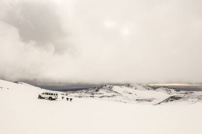Un todoterreno en la ladera del Eyjafjallajökull.