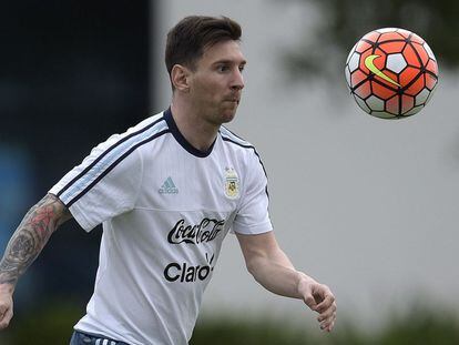 Messi, en el entrenamiento de Argentina el pasado lunes.