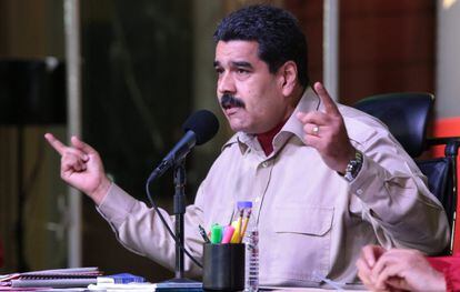 El mandatario venezolano, Nicol&aacute;s Maduro, durante un acto este viernes en Caracas.