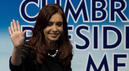 La Presidenta argentina en la cumbre de Mercosur en Montevideo.