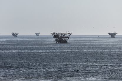 Some of the oil platforms off Cabo Blanco.