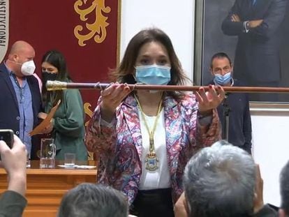 Margarita del Cid (PP), tras ser proclamada nueva alcaldesa de Torremolinos (Málaga) gracias a la moción de censura apoyada por Vox y Ciudadanos.