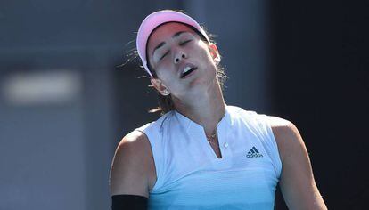 Muguruza, durante el partido contra Pliskova en Melbourne.