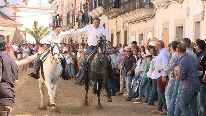 Celebración del tradicional del Día de la Luz en la localidad cacereña de Arroyo de la Luz en el que las carreras de caballos son las protagonistas.