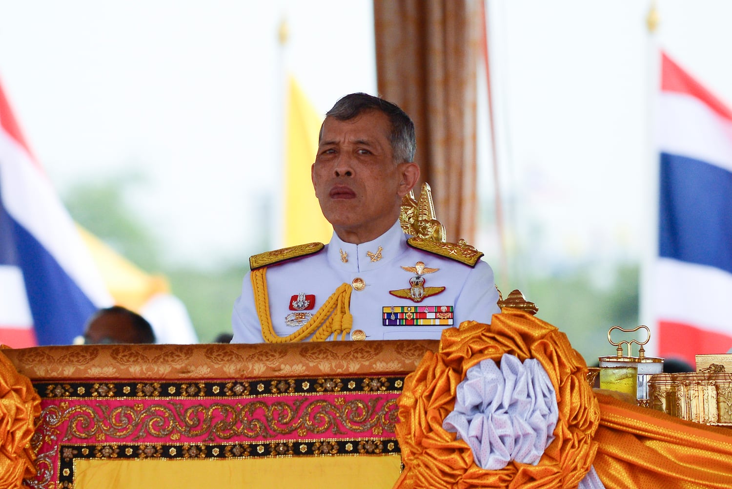 El rey de Tailanda en un acto público en Bangkok en mayo de 2019. El rey de Tailanda en un acto público en Bangkok en mayo de 2019.