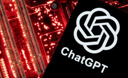 FILE PHOTO: A smartphone with a displayed ChatGPT logo is placed on a computer motherboard in this illustration taken February 23, 2023. REUTERS/Dado Ruvic/Illustration/File Photo