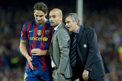 Guardiola, Ibrahimovic y Mourinho, en un partido de la 'Champions'+