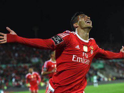 Raul Jimenez celebra su gol 