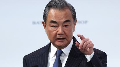 El líder de la diplomacia china, Wang Yi, en la Conferencia de Seguridad de Múnich, este sábado.