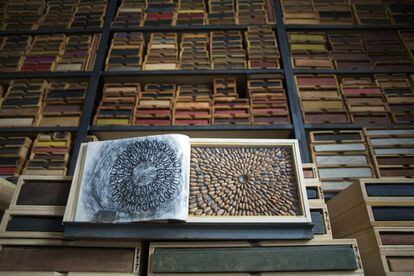 Salvación del Pinar del Rey, una de las caja-libro que Miguel Ángel Blanco guarda en su estudio