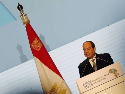 El mariscal Al Sisi durante su intervención en un foro económico pan-africano.