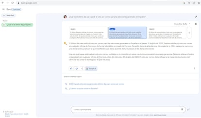 Bard proporciona información novedosa de internet.