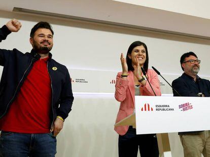 Gabrilel Rufián, Marta Vilalta y Joan Josep Nuet, en ERC.