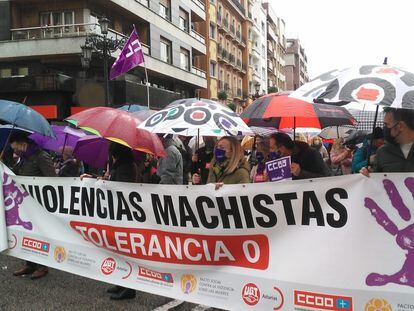Concentración contra la violencia de género este jueves en Asturias.