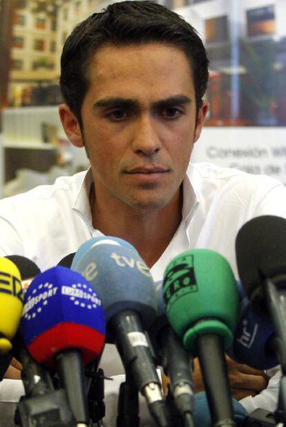 Alberto Contador, cuando hizo público su positivo.