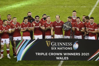 Los jugadores de Gales celebran la Triple Corona en el Seis Naciones este sábado en Cardiff.