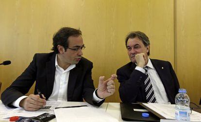 El president Mas amb el coordinador de CDC, Josep Rull