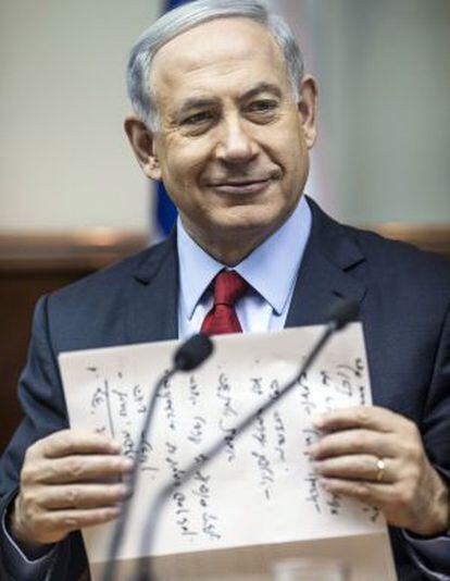 El israelí Benjamín Netanyahu, ayer en una reunión de su gabinete