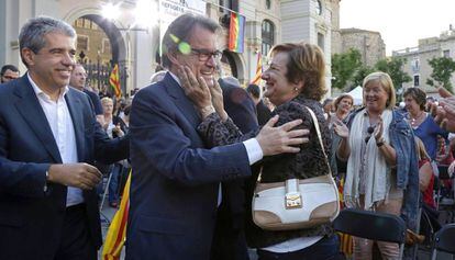 Artur Mas, junto a Francesc Homs en un acto electoral en Sabadell.