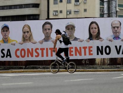 Cartel contra la Asamblea Constituyente, con Henrique Capriles, Lilian Tintori, Julio Borges y María Corina Machado, entre otros.