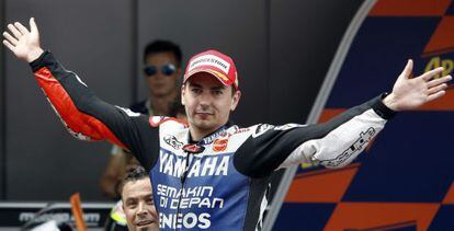 Jorge Lorenzo celebra su victoria en el GP de Catalunya.