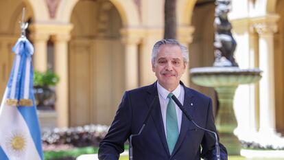 El presidente de Argentina, Alberto Fernández, en la Casa Rosada.