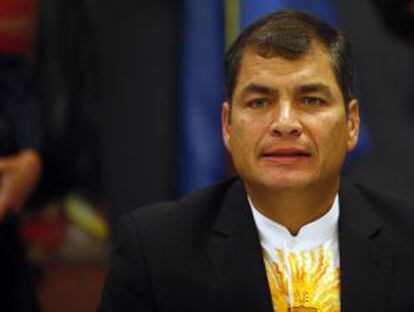 El presidente de Ecuador, Rafael Correa, durante una reunión en el marco de la 66ª Asamblea de Naciones Unidas.