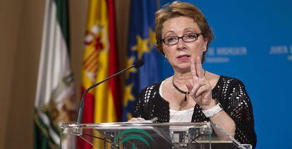 Carmen Martínez Aguayo, tras el Consejo de Gobierno.