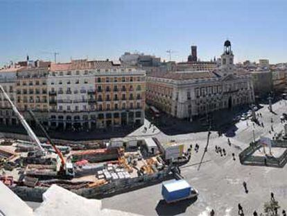 Imagen panorámica actual de la Puerta del Sol, cuya superficie peatonal aumentará.