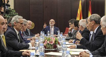 José Manuel Maza preside la reunión de fiscales superiores en Barcelona.