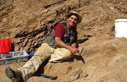 El paleontólogo Diego García-Bellido en la excavación  Buck Quarry del yacimiento de Emu Bay (sur de Australia).