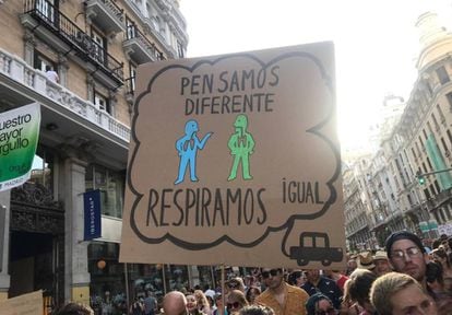 Una de las pancartas de la manifestación a favor de Madrid Central del pasado sábado: 