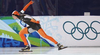 Sven Kramer, en un momento de su ejercicio en Vancouver.