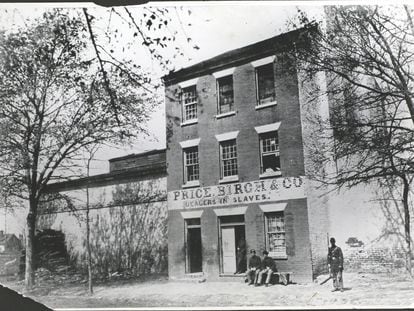 Un mercado de esclavos en Alexandria (Virginia, EE UU), en una foto fechada aproximadamente en 1860.