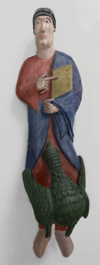 Recreació virtual de la talla de Sant Joan del Vinseum que es pot veure al MNAC fins al gener.
