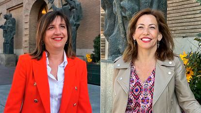 Desde la izquierda, la candidata del PSOE a la alcaldía de Zaragoza, Lola Ranera, y la candidata del PP, Natalia Chueca.