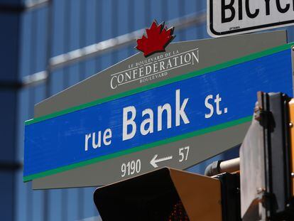 Bank Street, enfrente del Banco Central de Canadá, en Ottawa.