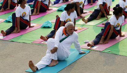 El primer ministro de India, Narendra Modi, participó el año pasado en los eventos del Día internacional del Yoga, que se celebra en junio