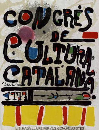 El cartell que Joan Miró va concebre el 1977 per al Congrés de Cultura Catalana, dels més icònics de les desenes que se’n van fer.