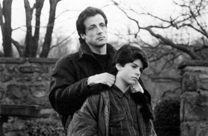 El actor Sylvester Stallone con su hijo Sage
