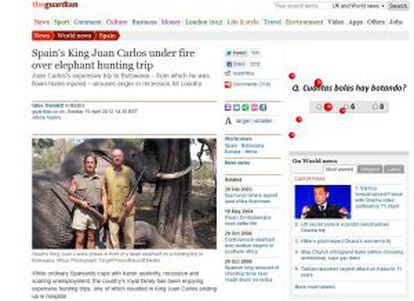 Imagen de noticia en la web del diario británico 'The Guardian'.