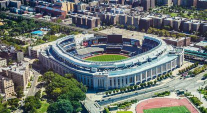 Vista aérea del estadio de béisbol de los Yankees (Nueva York).