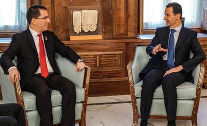 Jorge Arreaza junto al presidente sirio Bachar el Asad.