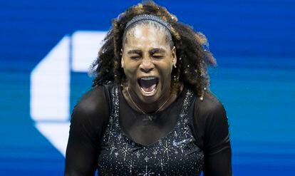 Serena Williams celebra un punto durante el partido contra Tomljanovic en Nueva York.