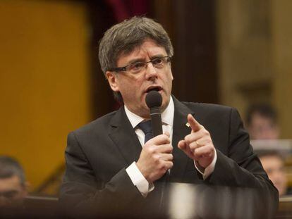 Carles Puigdemont ahir al Parlament.