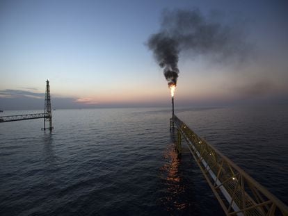 La plataforma Pol-A de la petrolera estatal PEMEX, a 70 kilómetros de la costa de Campeche, México, en una foto de 2014.