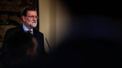 Mariano Rajoy en rueda de prensa en Moncloa.